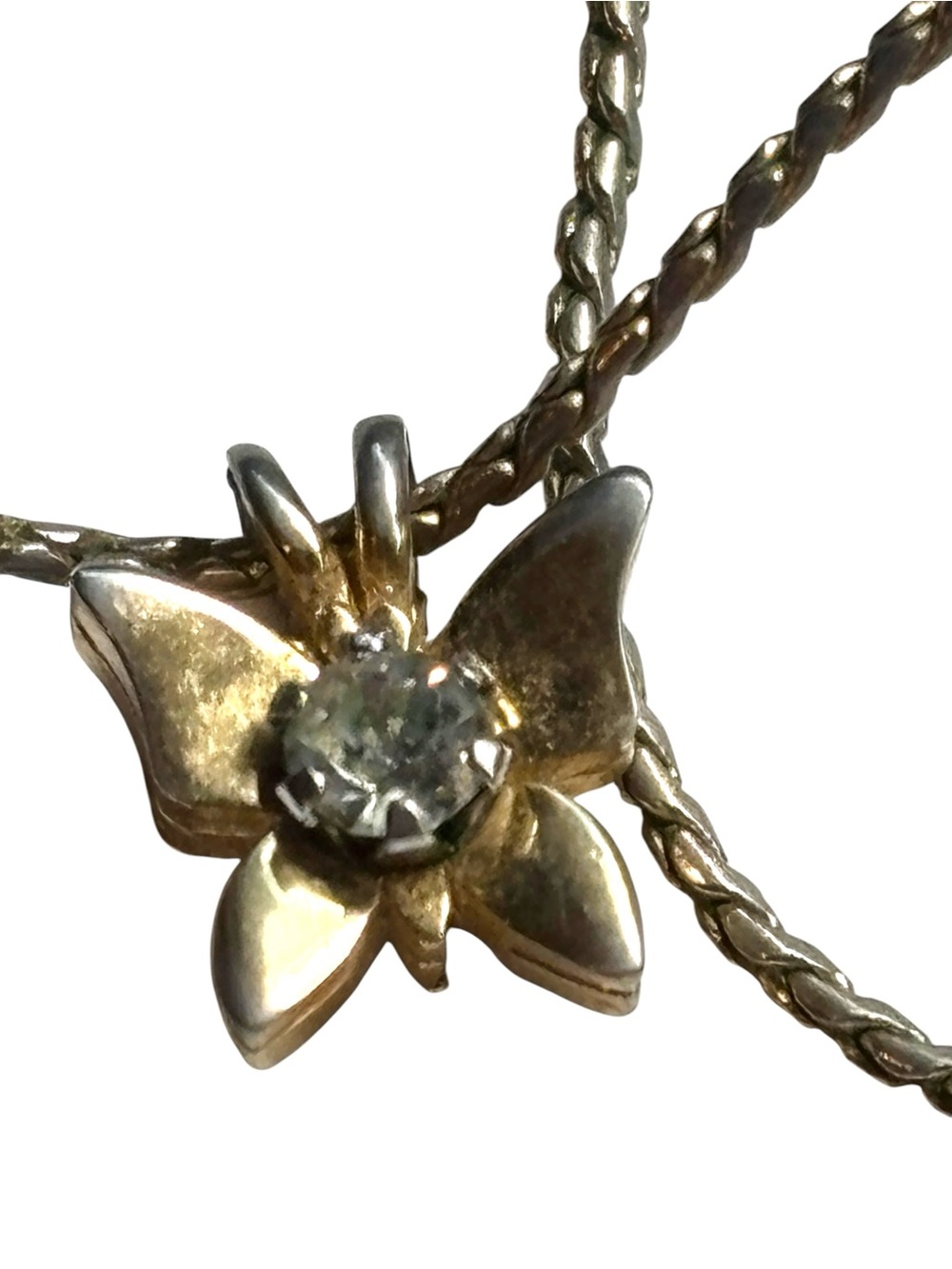 D’Orlan Vintage Signed 80s Nina Ricci Butterfly Rhinestone Gold Tone Necklace